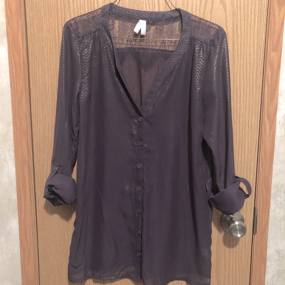 Women’s Purple Chiffon and Lace Blouse